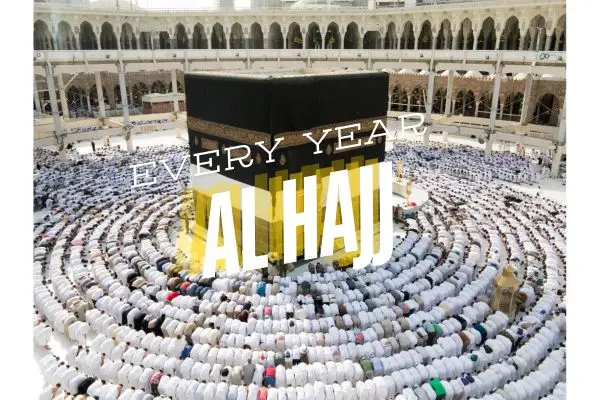 HAJJ IS WRITTEN WITH PIC OF MECA 